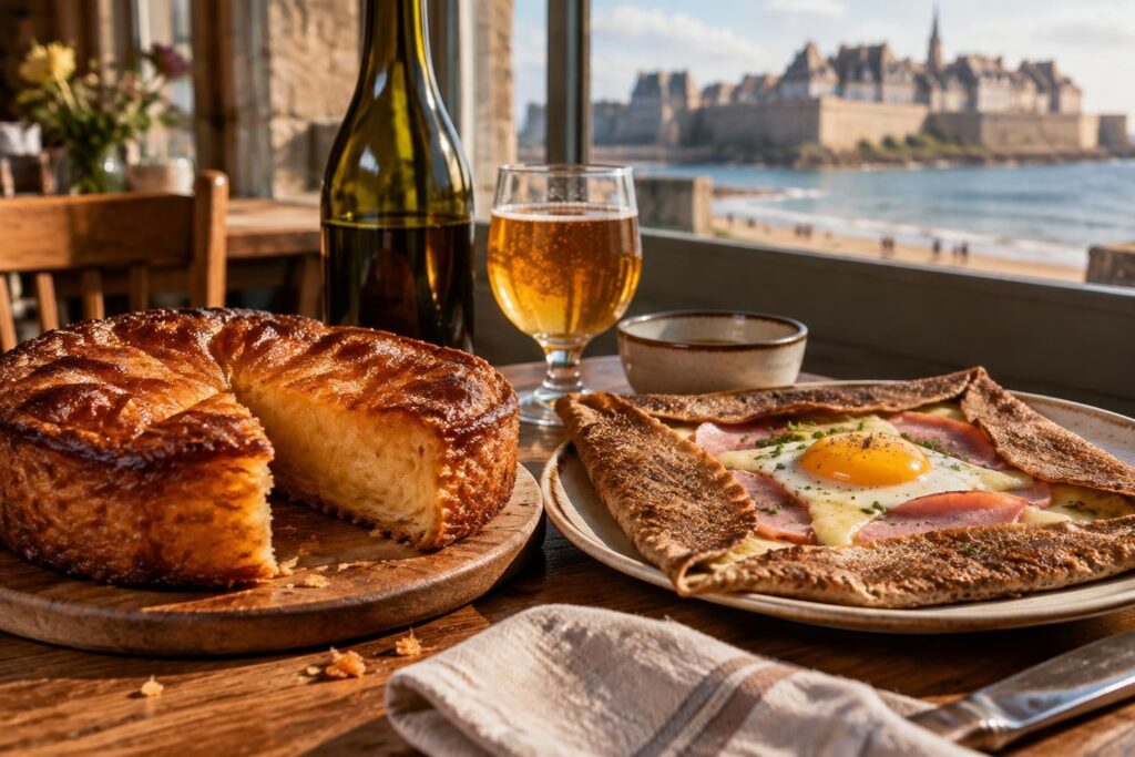 Spécialités bretonnes à goûter à Saint-Malo : kouign-amann, galette, cidre